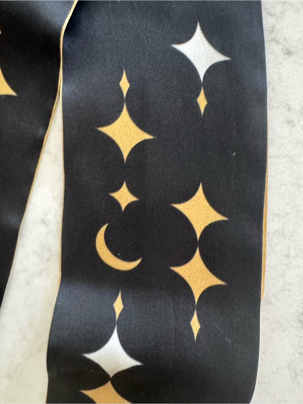 Lost Pattern Moonlight Stars Silky Gold & Black Graphic Scarf - Picture 2 of 14